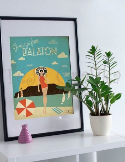 Balatoni retró plakát, balatoni ajándéktárgy, falikép